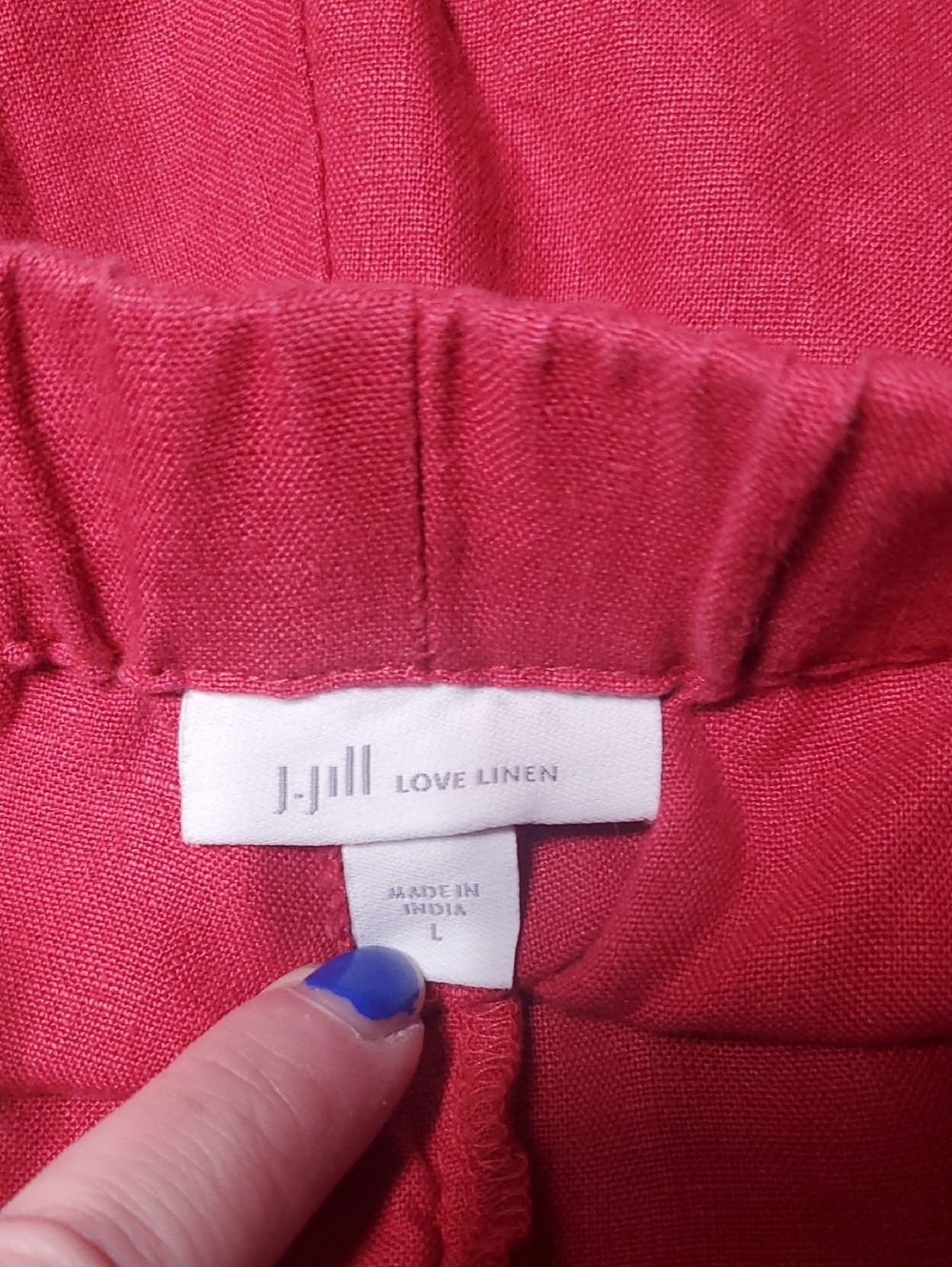 J.Jill Love Linen Wide-Leg Crop Pants Size Large Red Pink Resortwear Summer - Picture 6 of 15